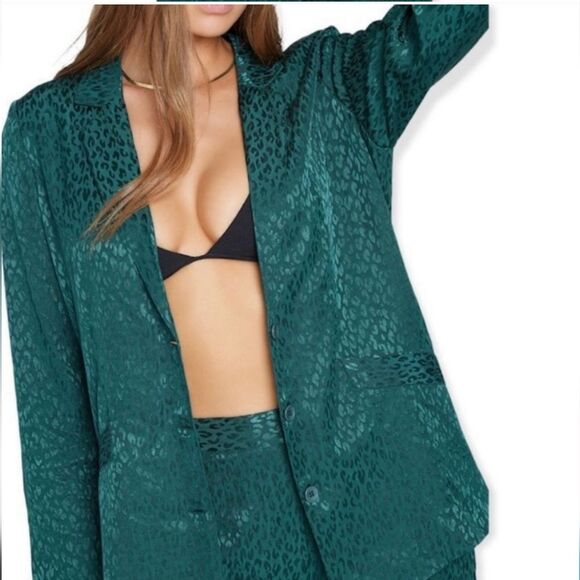 L*Space Green 100% Viscose Bennytt Blazer Sz 2 NEW Ultramarine - Picture 12 of 14